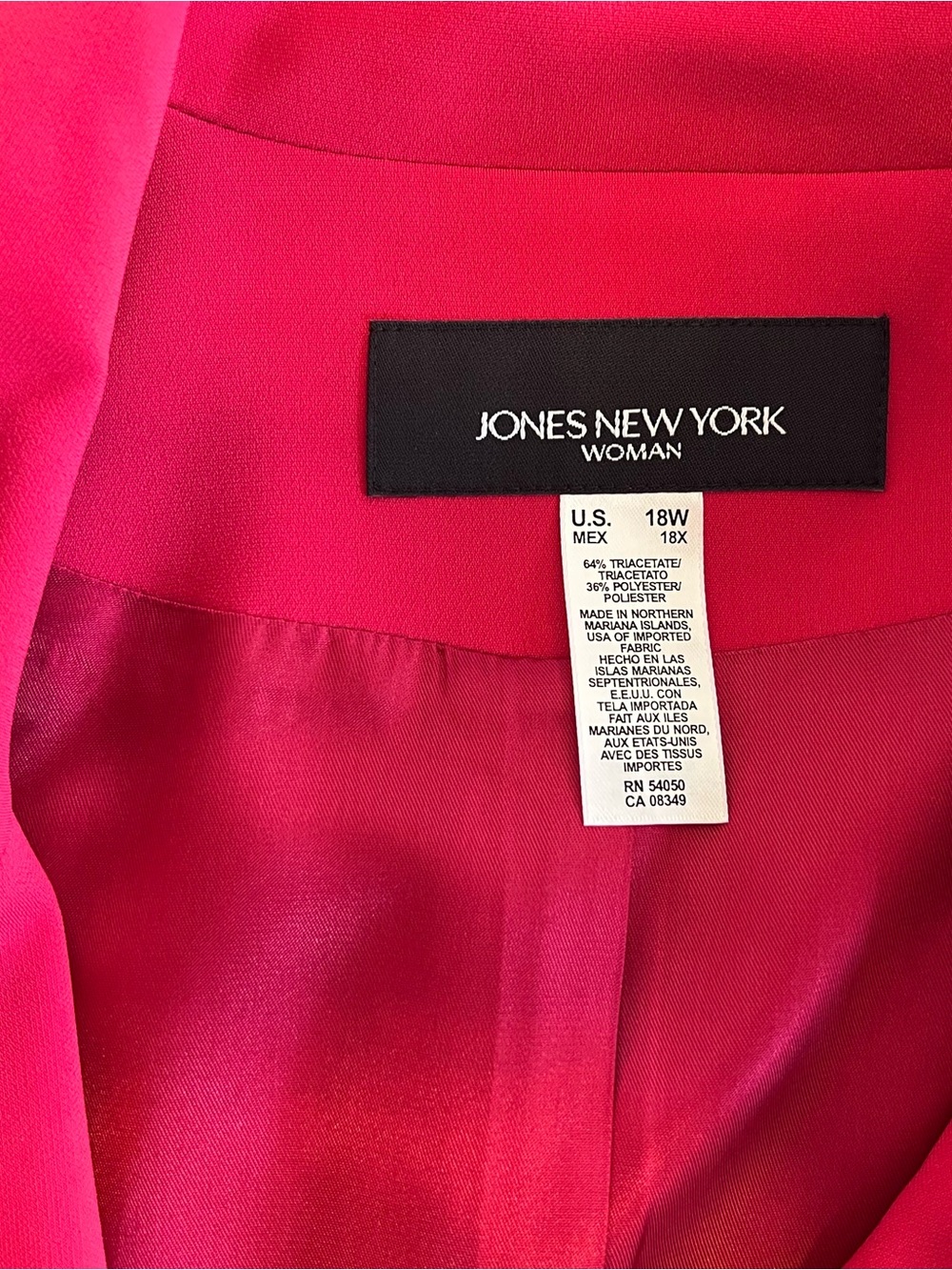 Jones New York women’s fuchsia  Single-Breasted Blazer size 18 - Picture 3 of 3